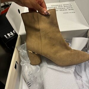 Anne Klein Women's Tan Suede Ankle Boots
